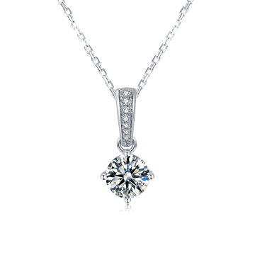 Popular Luxury  925 Sterling Silver Moissanite Diamond Pendant Women Engagement Four Prongs Large Diamond Wedding Party Necklace